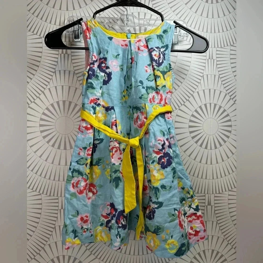 Mini Boden Girls Floral Party‎ Dress Linen Blend Size 2-3Y